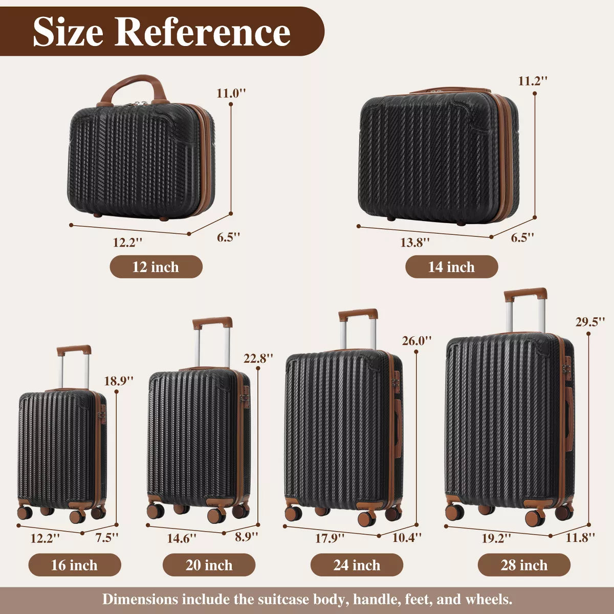 6-Piece Hardshell Luggage Set with Lightweight Spinner Suitcases