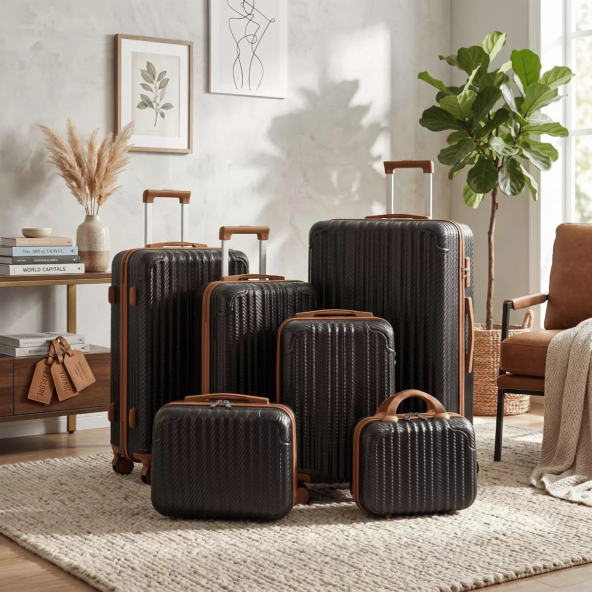 6-Piece Hardshell Luggage Set with Lightweight Spinner Suitcases