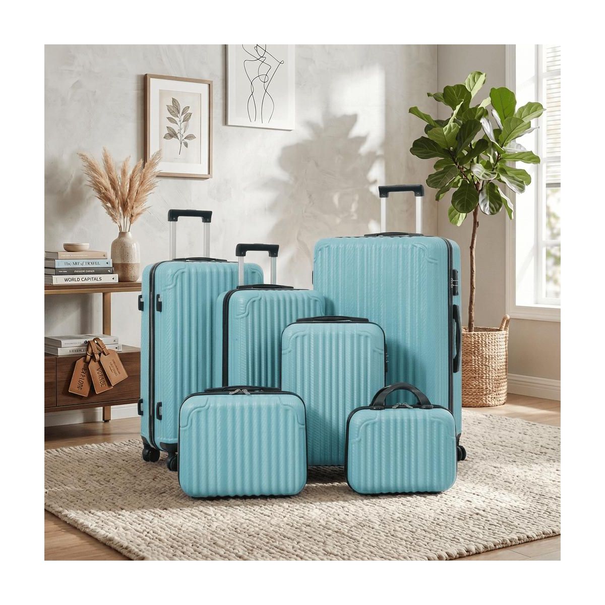 6-Piece Hardshell Luggage Set with Lightweight Spinner Suitcases