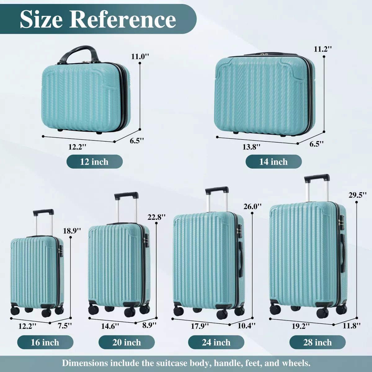 6-Piece Hardshell Luggage Set with Lightweight Spinner Suitcases