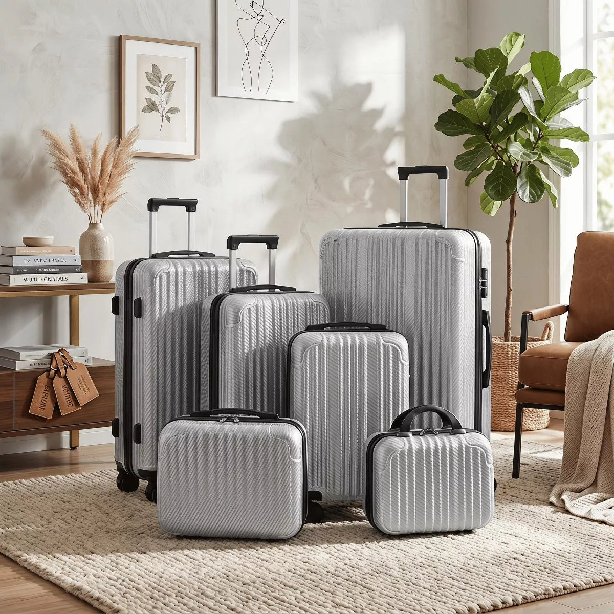 6-Piece Hardshell Luggage Set with Lightweight Spinner Suitcases