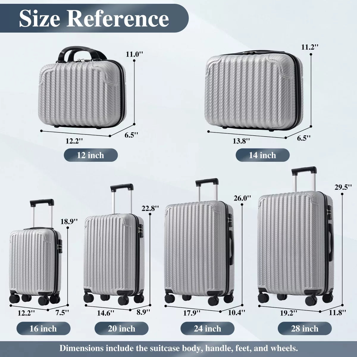 6-Piece Hardshell Luggage Set with Lightweight Spinner Suitcases