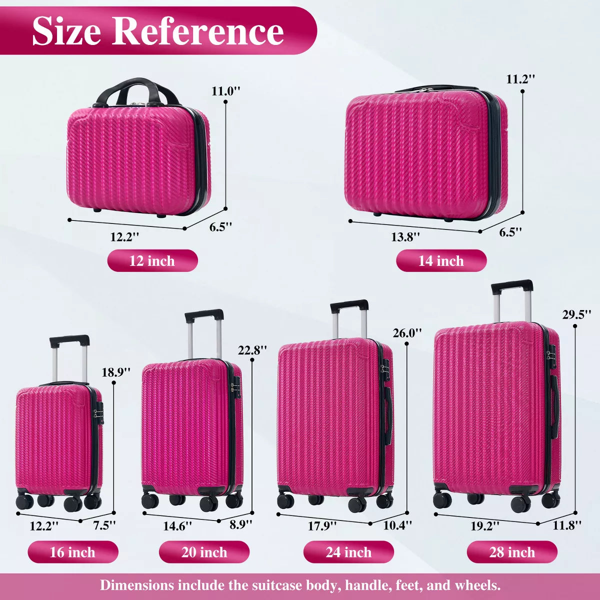6-Piece Hardshell Luggage Set with Lightweight Spinner Suitcases