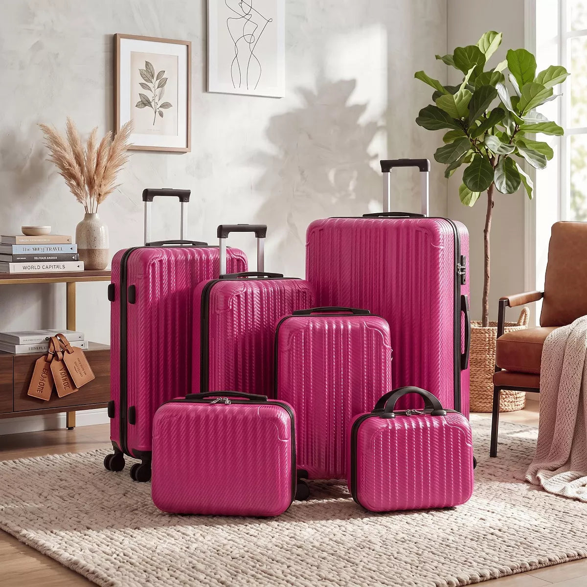 6-Piece Hardshell Luggage Set with Lightweight Spinner Suitcases