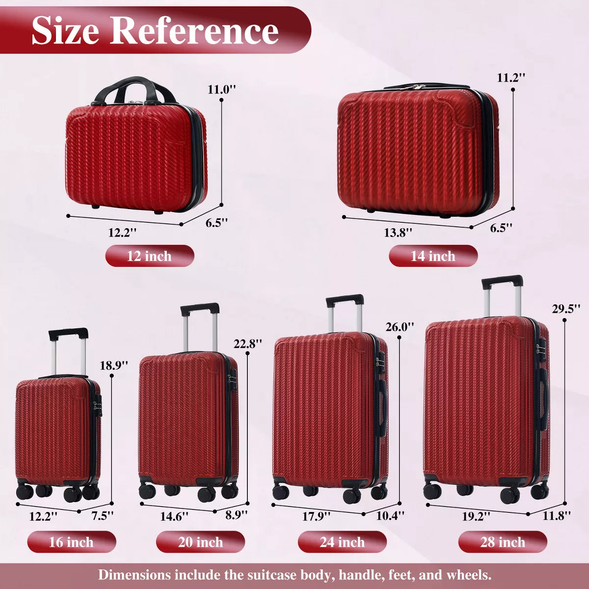 6-Piece Hardshell Luggage Set with Lightweight Spinner Suitcases