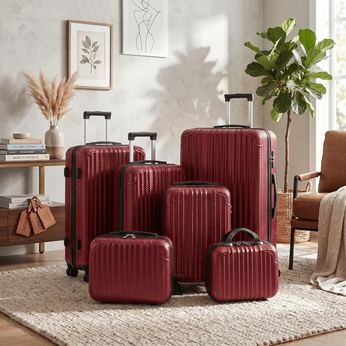 6-Piece Hardshell Luggage Set with Lightweight Spinner Suitcases