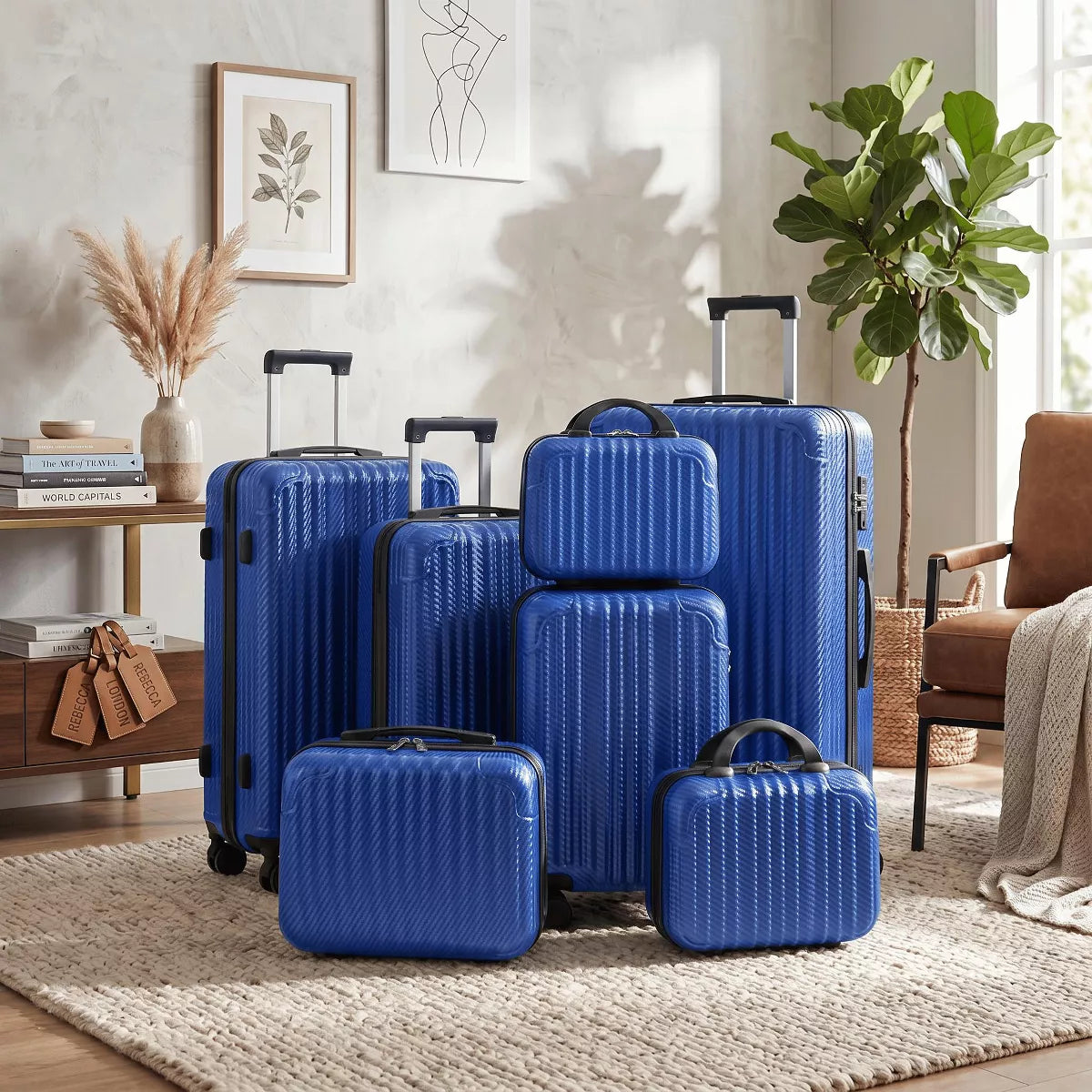 6-Piece Hardshell Luggage Set with Lightweight Spinner Suitcases