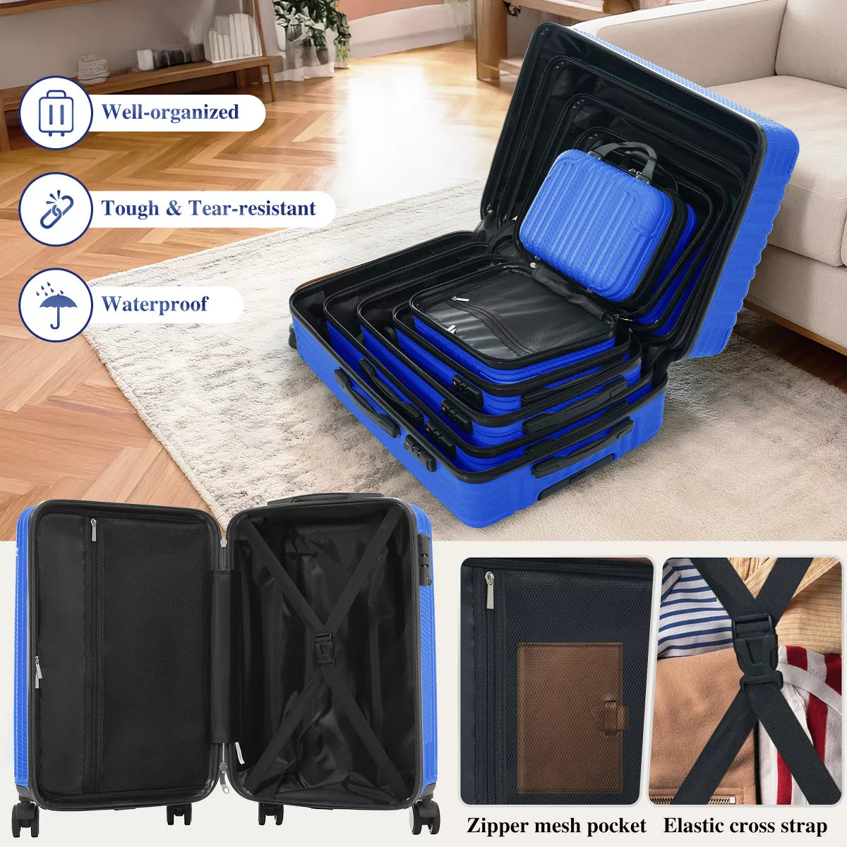 6-Piece Hardshell Luggage Set with Lightweight Spinner Suitcases