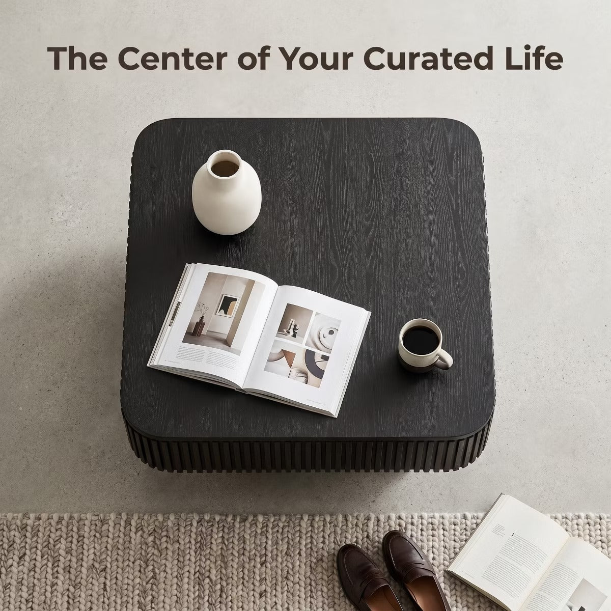 Storage Coffee Table, 31.5-Inch Square with Hidden Flip-Top Lid
