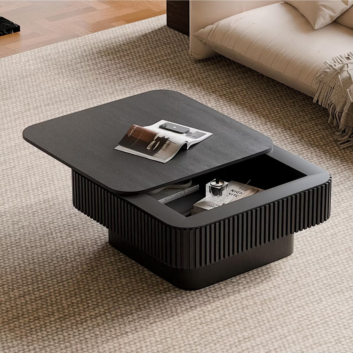 Storage Coffee Table, 31.5-Inch Square with Hidden Flip-Top Lid