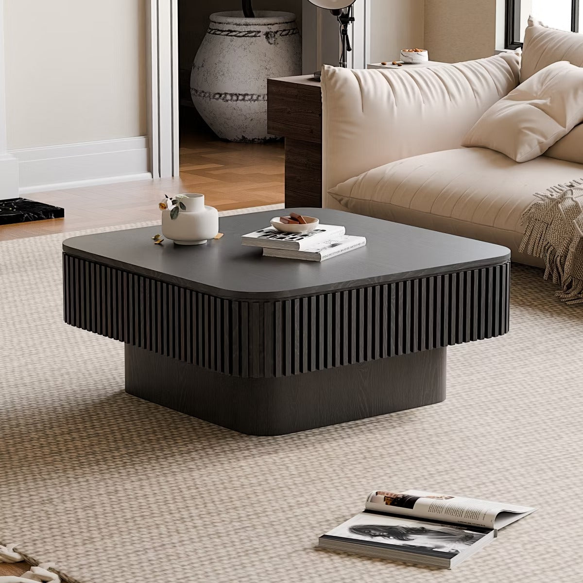 Storage Coffee Table, 31.5-Inch Square with Hidden Flip-Top Lid