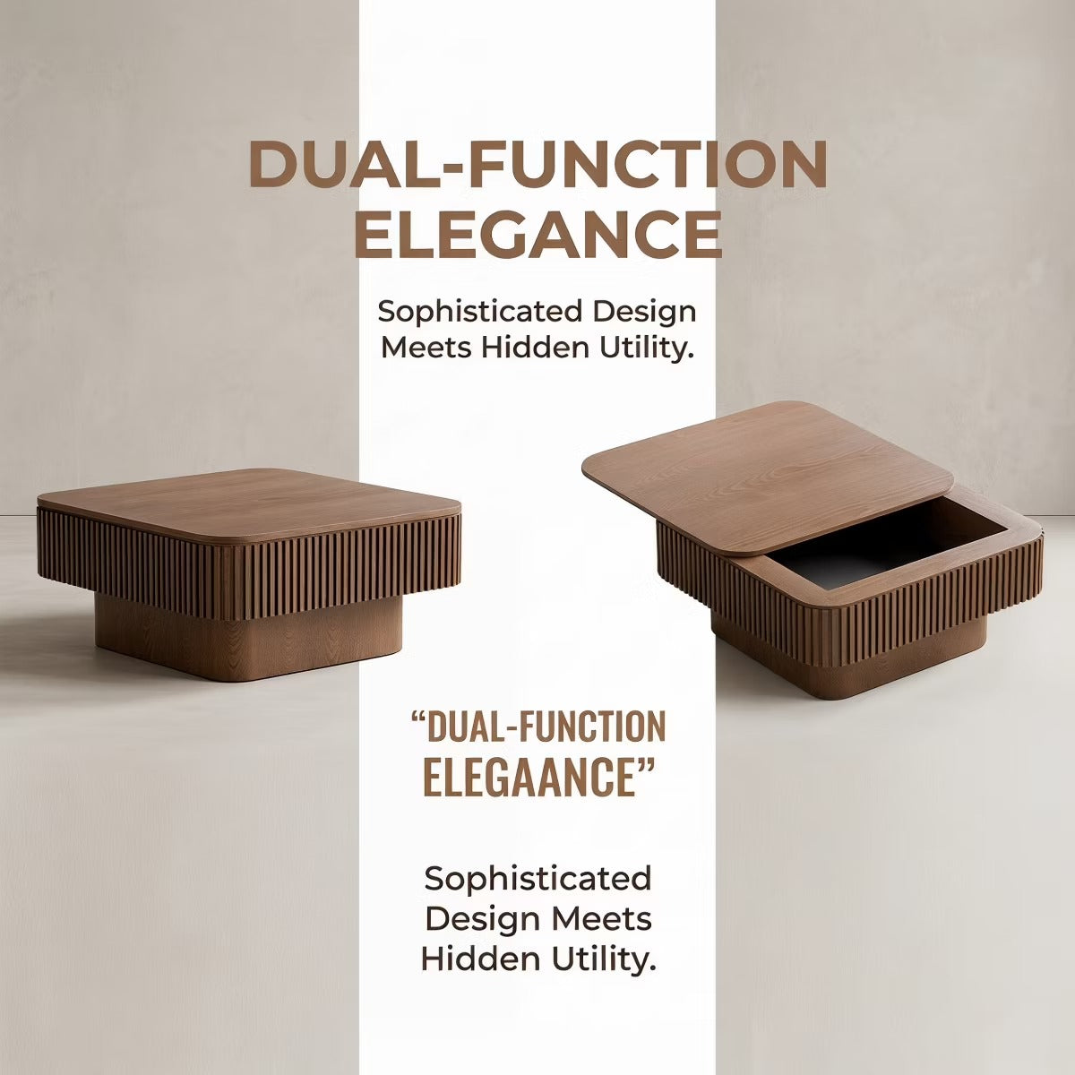 Storage Coffee Table, 31.5-Inch Square with Hidden Flip-Top Lid