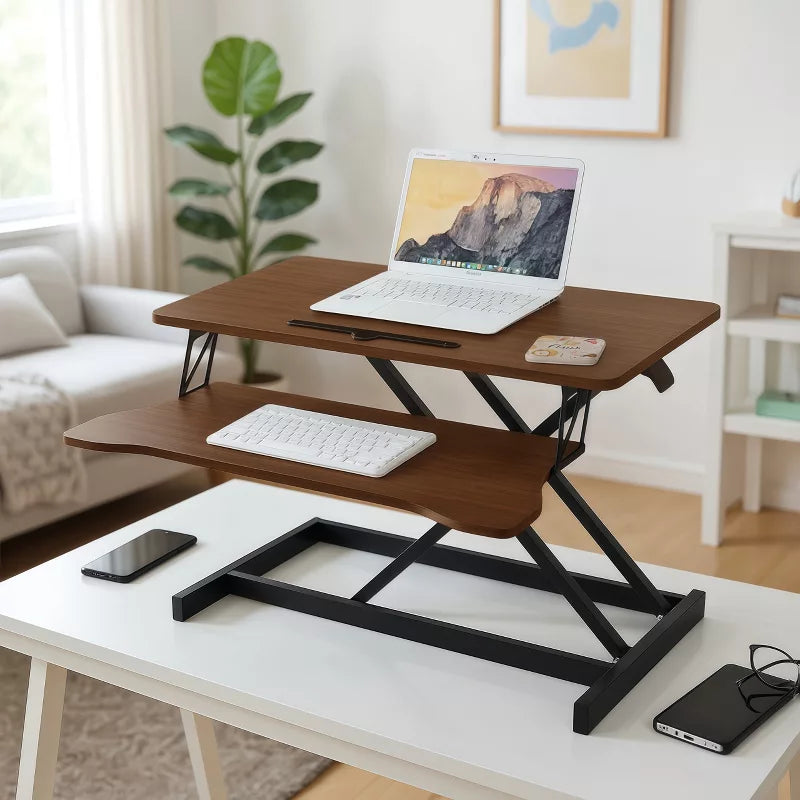 Height Adjustable Standing Desk Converter | Sit to Stand Dual Monitor Riser Workstation