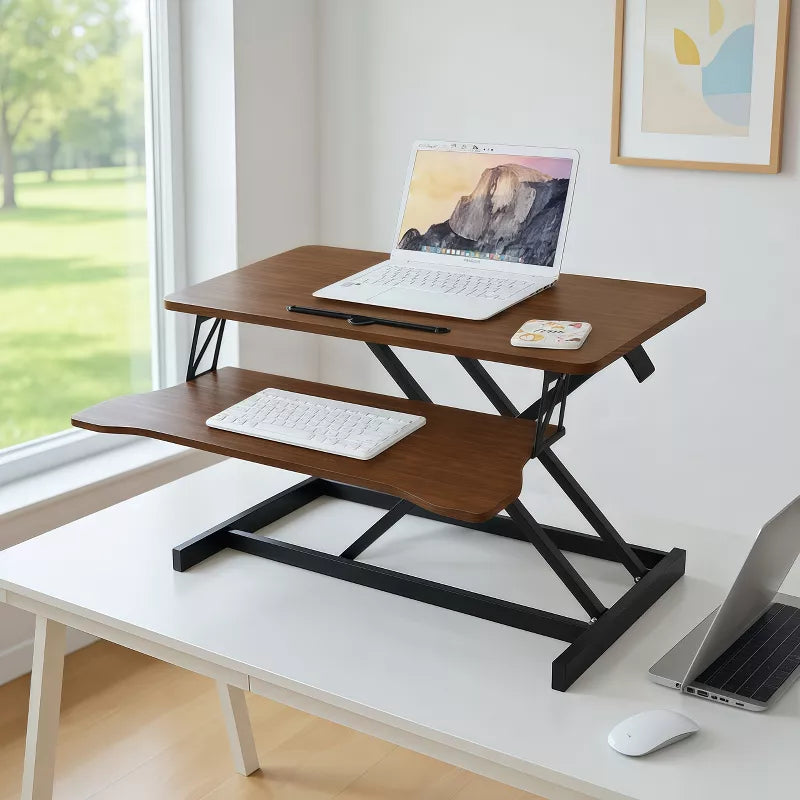 Height Adjustable Standing Desk Converter | Sit to Stand Dual Monitor Riser Workstation