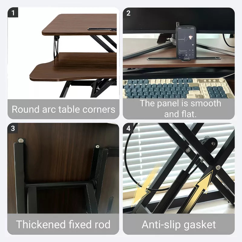 Height Adjustable Standing Desk Converter | Sit to Stand Dual Monitor Riser Workstation