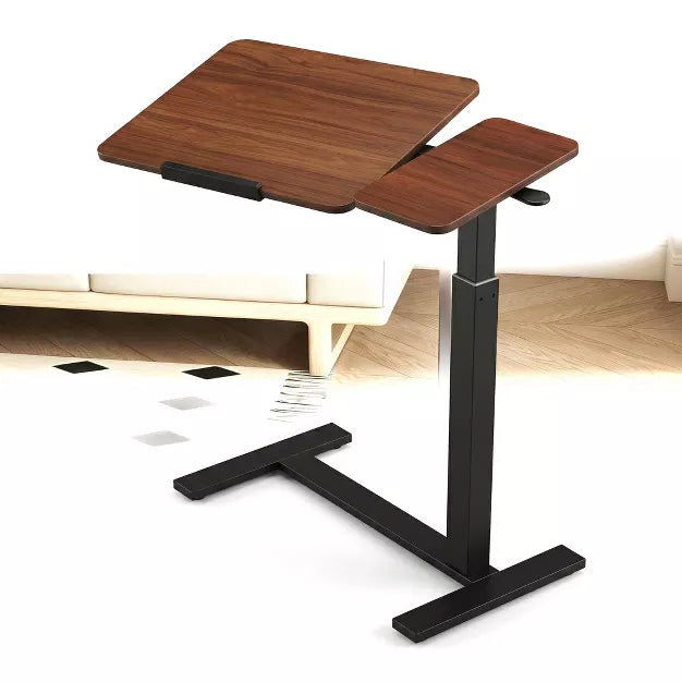 Adjustable Rolling Overbed Table with Wheels for Laptop, Bed & Sofa Use