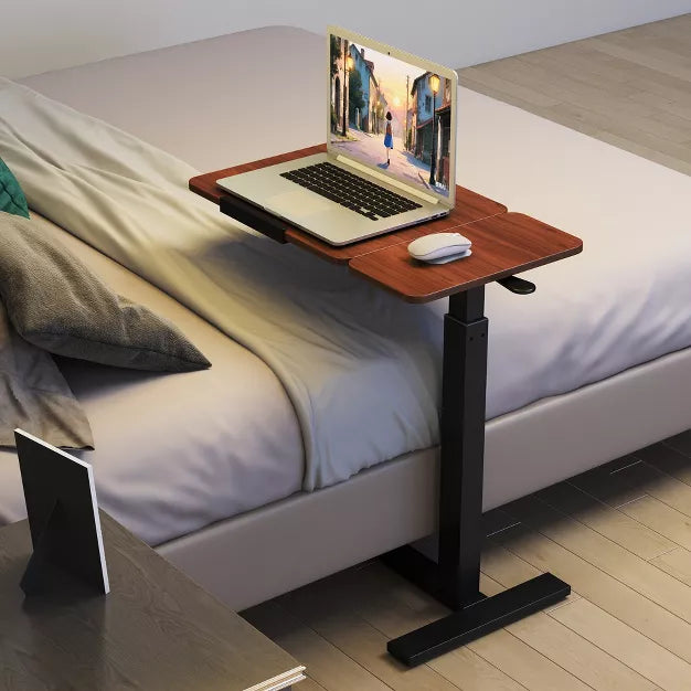 Adjustable Rolling Overbed Table with Wheels for Laptop, Bed & Sofa Use