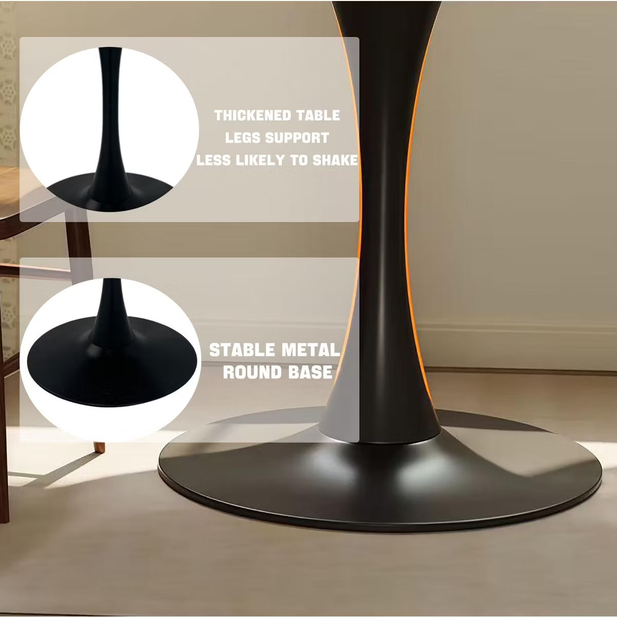 Modern Square Dining Table with Light Oak MDF Top & Tulip Base