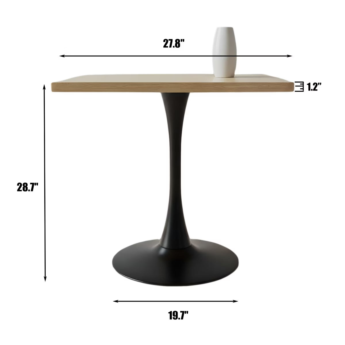 Modern Square Dining Table with Light Oak MDF Top & Tulip Base