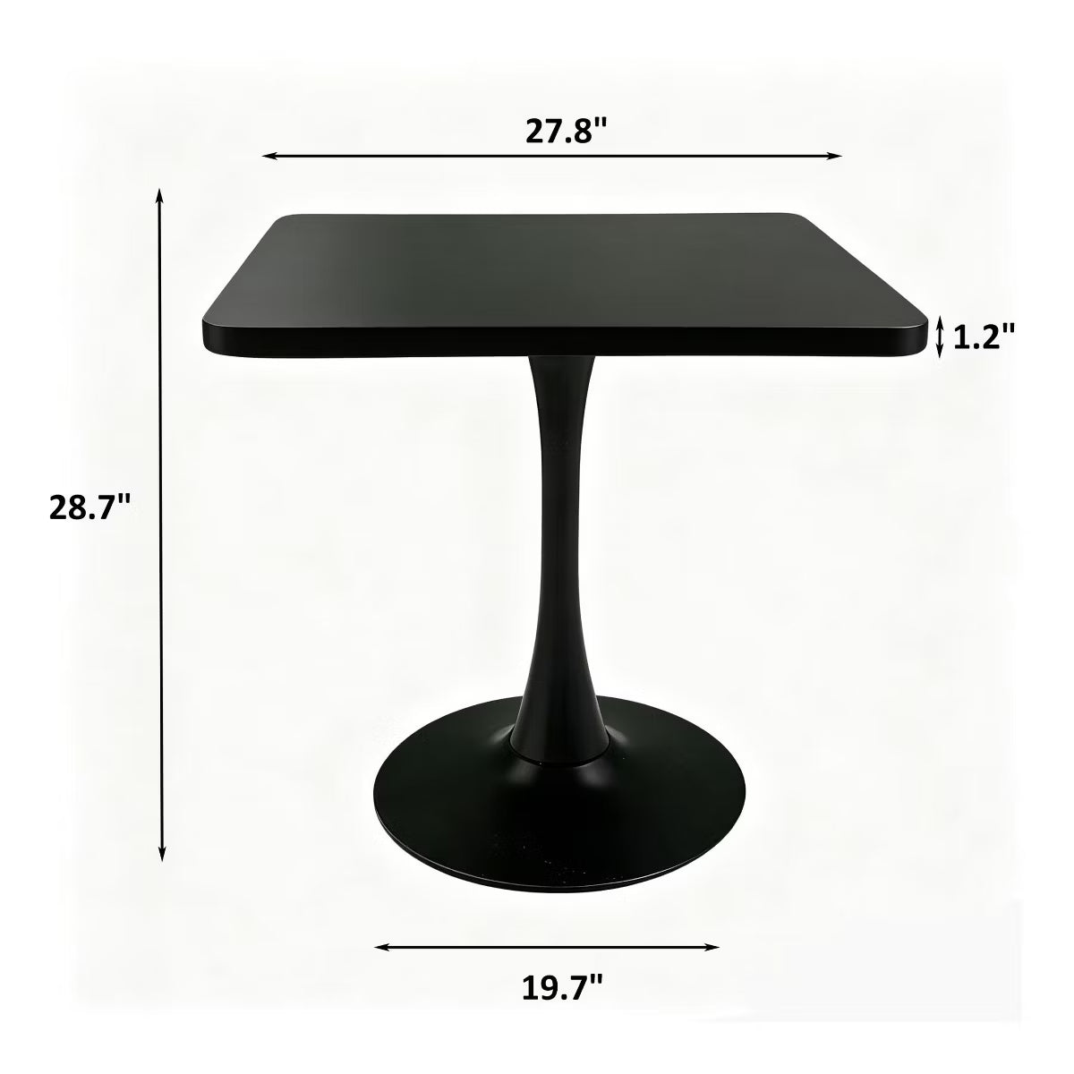 Modern Square Dining Table with Light Oak MDF Top & Tulip Base