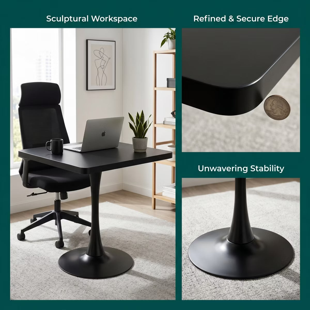 Modern Square Dining Table with Light Oak MDF Top & Tulip Base