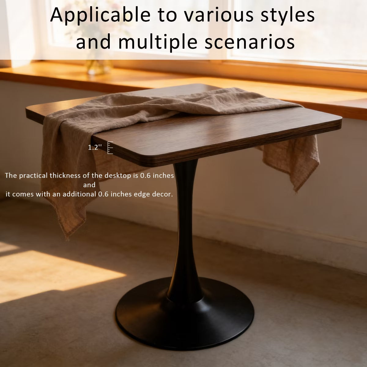 Modern Square Dining Table with Light Oak MDF Top & Tulip Base
