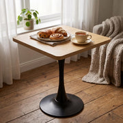 Modern Square Dining Table with Light Oak MDF Top & Tulip Base