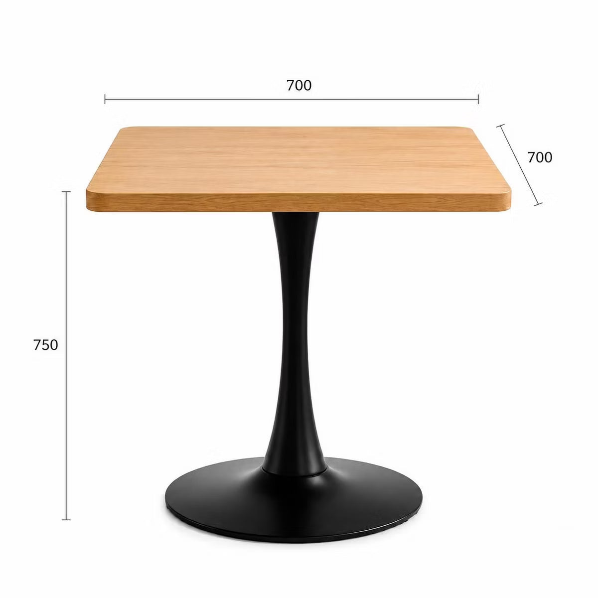 Modern Square Dining Table with Light Oak MDF Top & Tulip Base