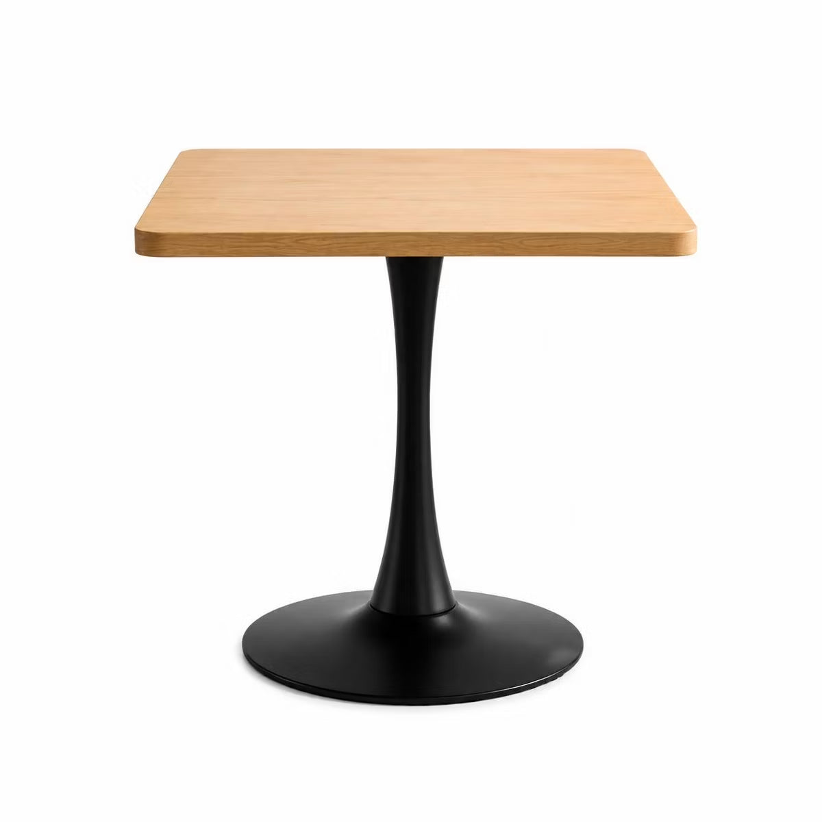 Modern Square Dining Table with Light Oak MDF Top & Tulip Base
