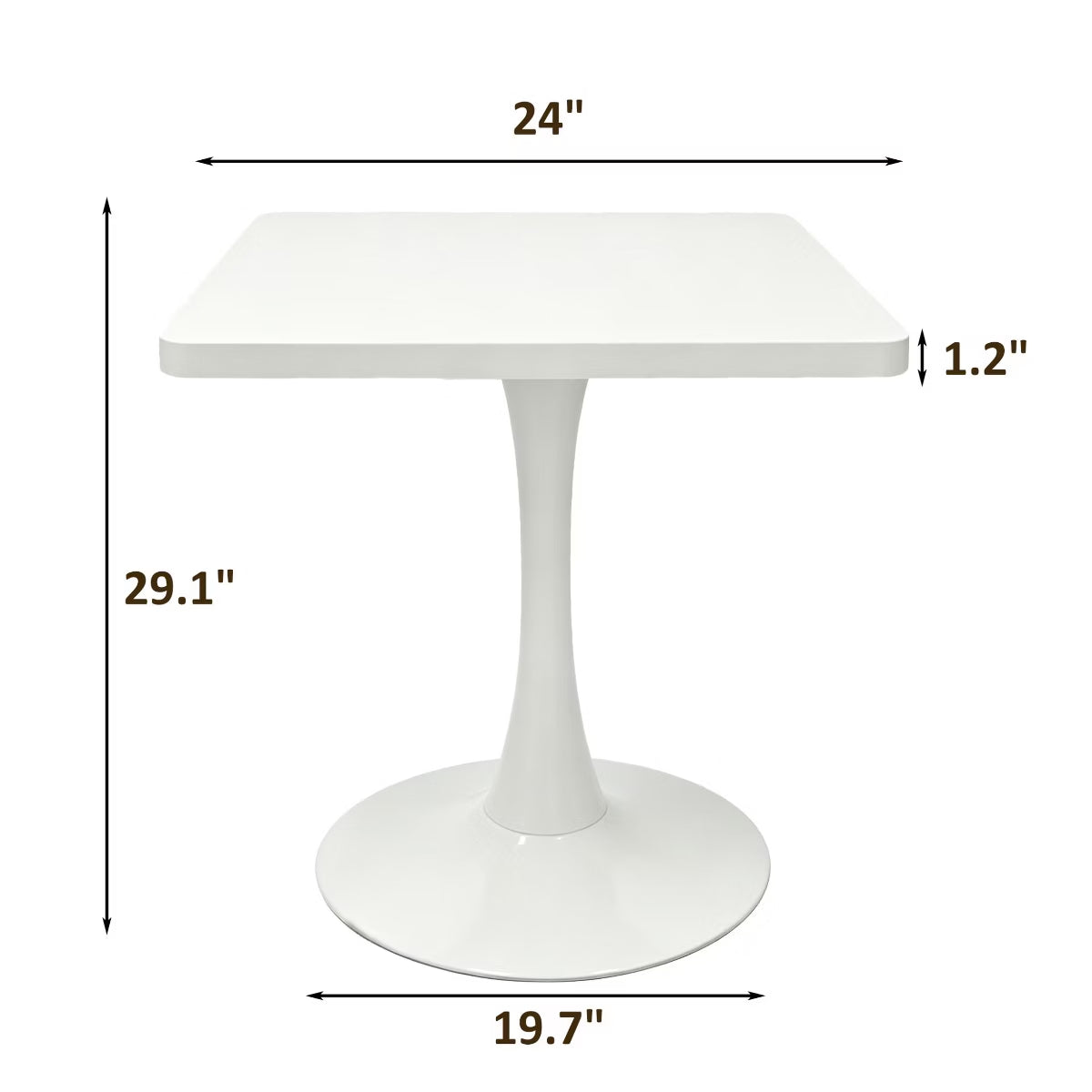 Modern Square Dining Table with Light Oak MDF Top & Tulip Base
