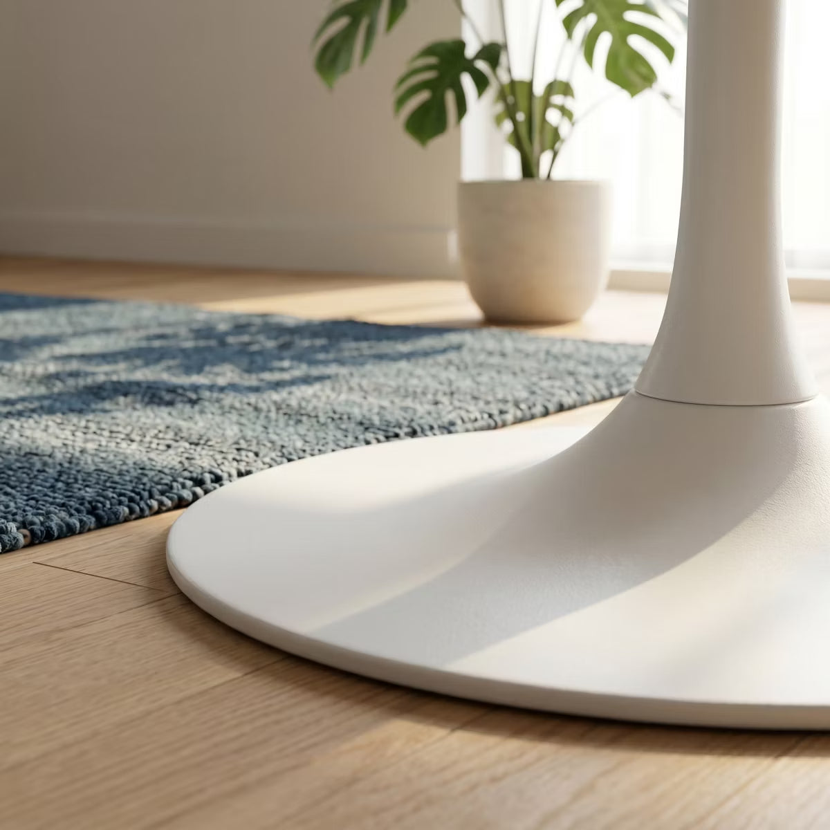 Modern Square Dining Table with Light Oak MDF Top & Tulip Base