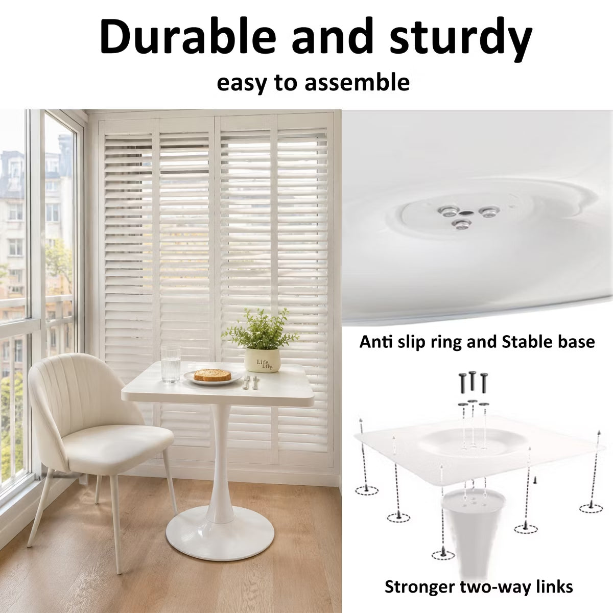 Modern Square Dining Table with Light Oak MDF Top & Tulip Base