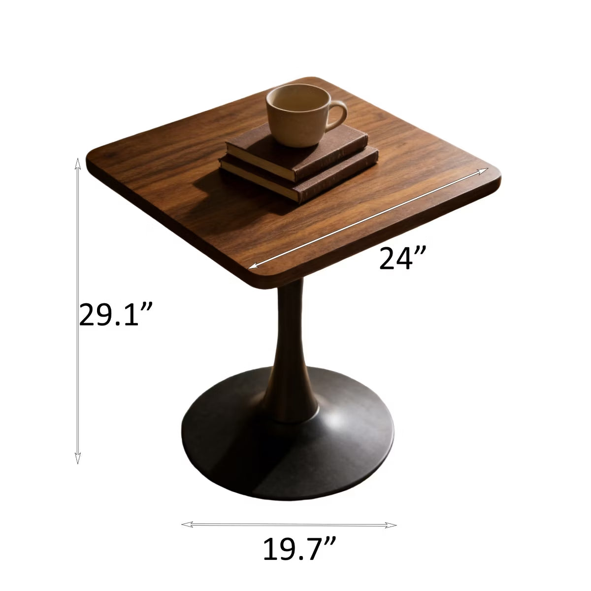 Modern Square Dining Table with Light Oak MDF Top & Tulip Base