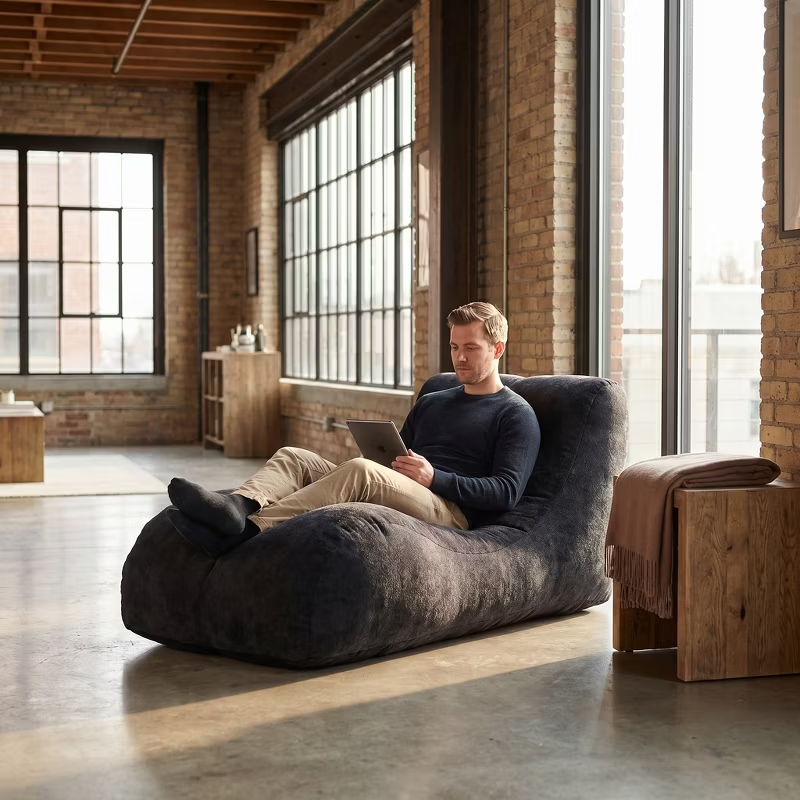 Creative Bean Bag Sofa for Adults High-Density Sponge Ergonomic Curve Living Room Bedroom 1pc