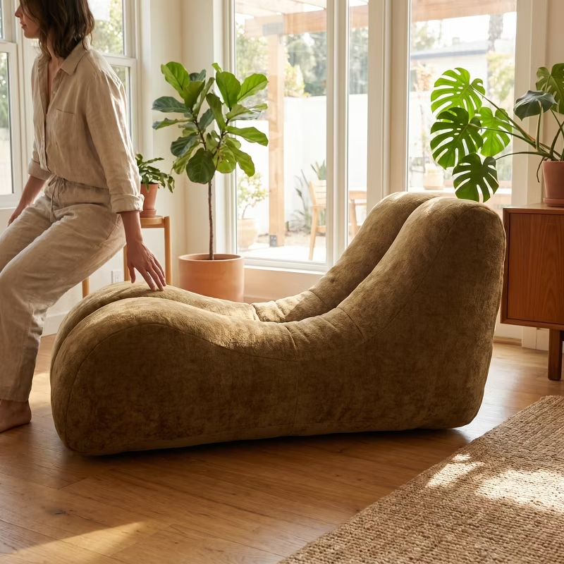 Creative Bean Bag Sofa for Adults High-Density Sponge Ergonomic Curve Living Room Bedroom 1pc