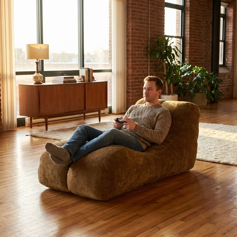 Creative Bean Bag Sofa for Adults High-Density Sponge Ergonomic Curve Living Room Bedroom 1pc
