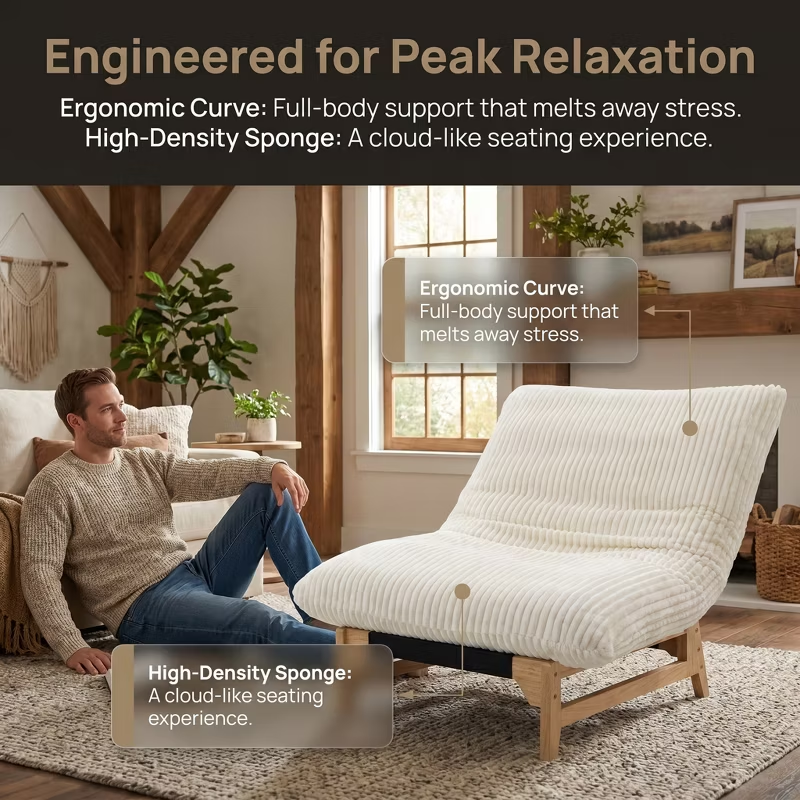 Bean Bag Chair for Adults Accent Armless Lazy Sofa Casual Single Sofa with Backrest for Living Room Bedroom 1pc