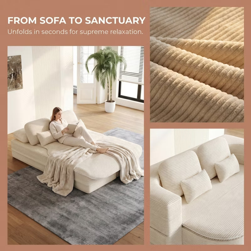 Modern 2-in-1 Corduroy Sofa Bed for Living Room & Bedroom