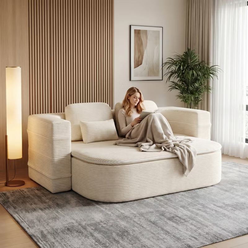 Modern 2-in-1 Corduroy Sofa Bed for Living Room & Bedroom