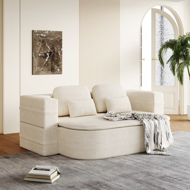 Modern 2-in-1 Corduroy Sofa Bed for Living Room & Bedroom
