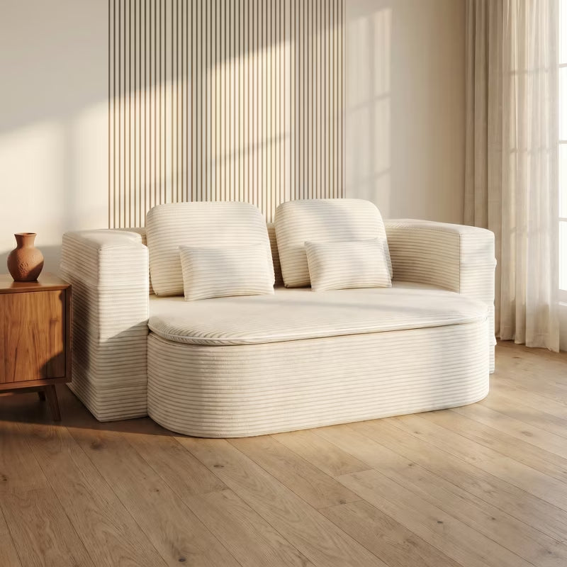 Modern 2-in-1 Corduroy Sofa Bed for Living Room & Bedroom