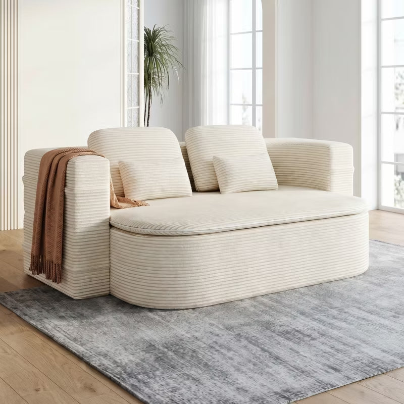 Modern 2-in-1 Corduroy Sofa Bed for Living Room & Bedroom