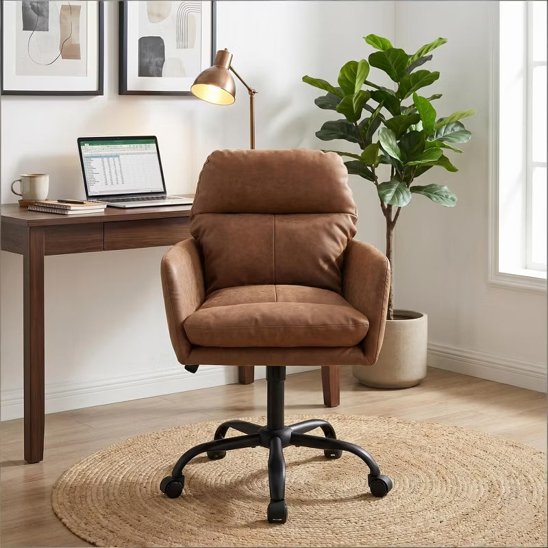 Ergonomic Vegan Leather Vanity & Office Chair with 4 Color Options