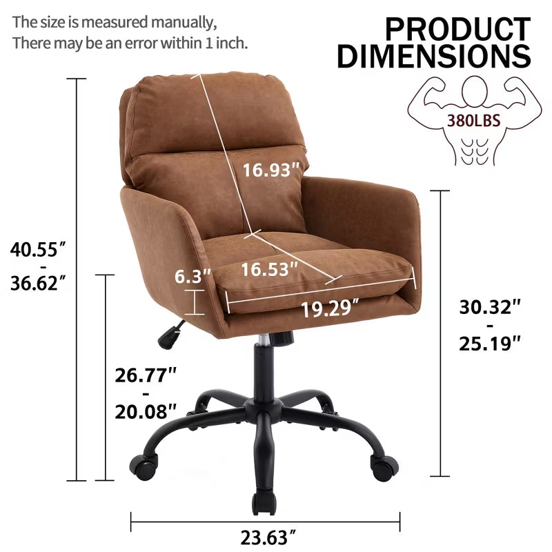 Ergonomic Vegan Leather Vanity & Office Chair with 4 Color Options