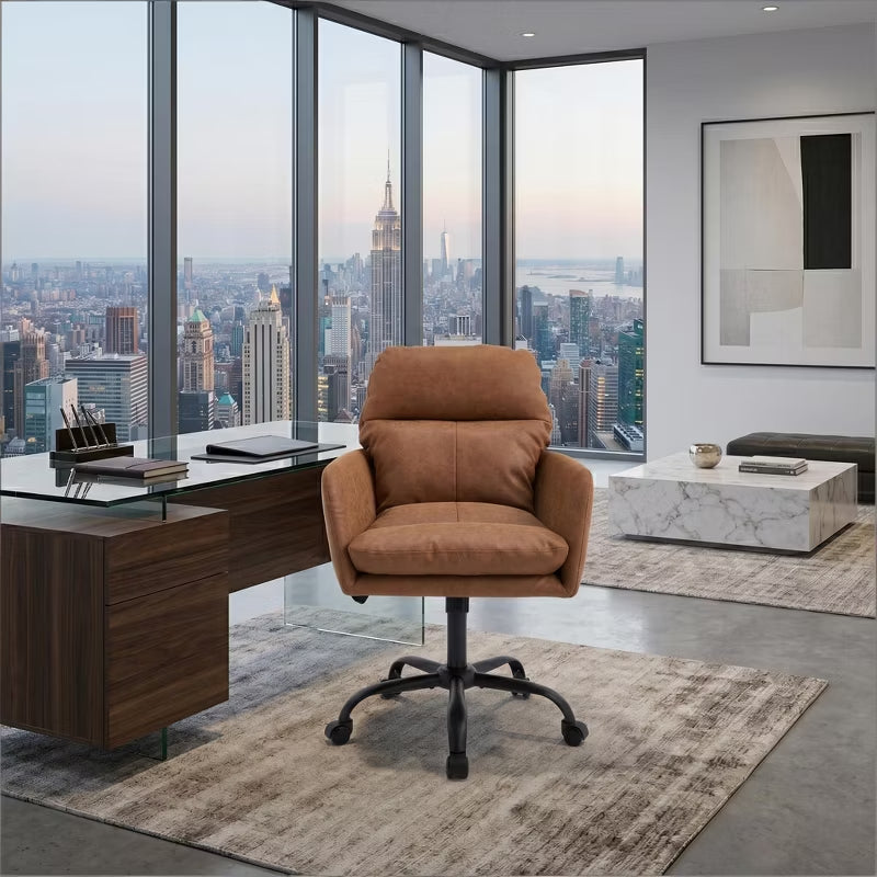 Ergonomic Vegan Leather Vanity & Office Chair with 4 Color Options