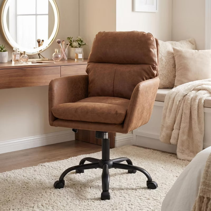 Ergonomic Vegan Leather Vanity & Office Chair with 4 Color Options