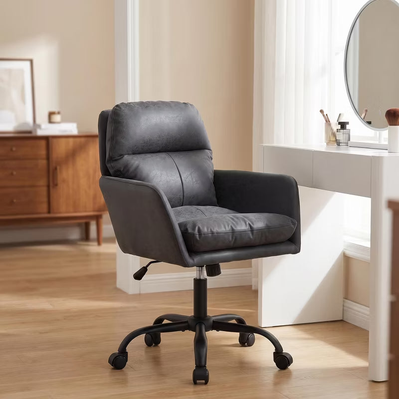 Ergonomic Vegan Leather Vanity & Office Chair with 4 Color Options