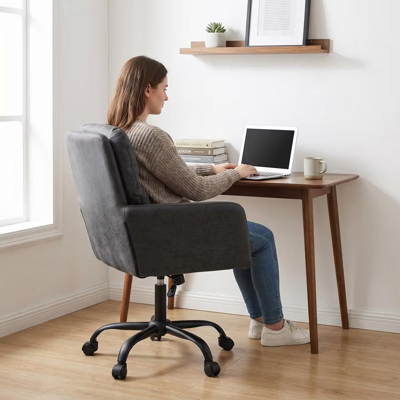 Ergonomic Vegan Leather Vanity & Office Chair with 4 Color Options