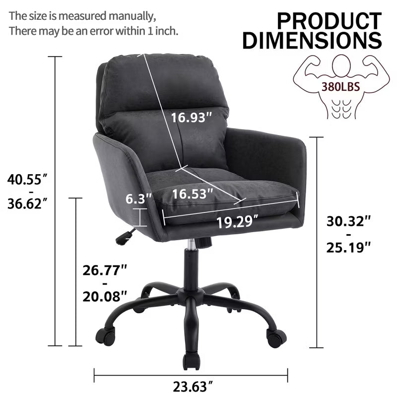 Ergonomic Vegan Leather Vanity & Office Chair with 4 Color Options