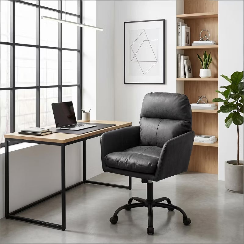 Ergonomic Vegan Leather Vanity & Office Chair with 4 Color Options